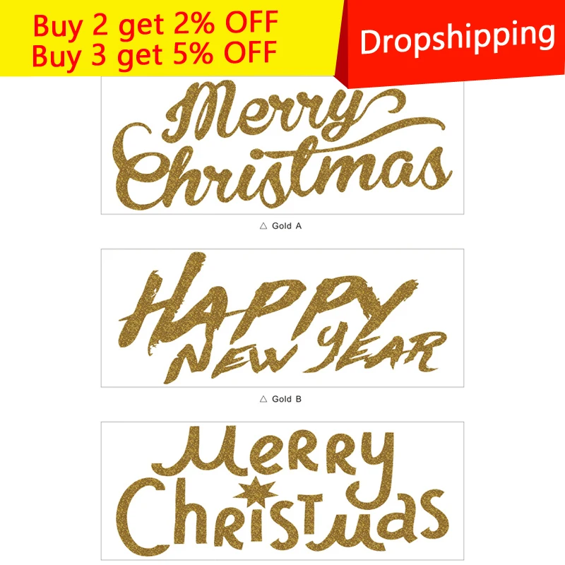 Счастливого Рождества снежинка лось мультфильм DIY наклейки на стену для детской