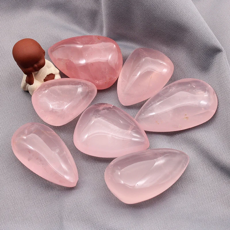 

Natural Pink Crystal Original Stone Ornaments Drop-shaped Crystal Gravel Fish Tank Decorative Stone Hand-training Wool 4PCS