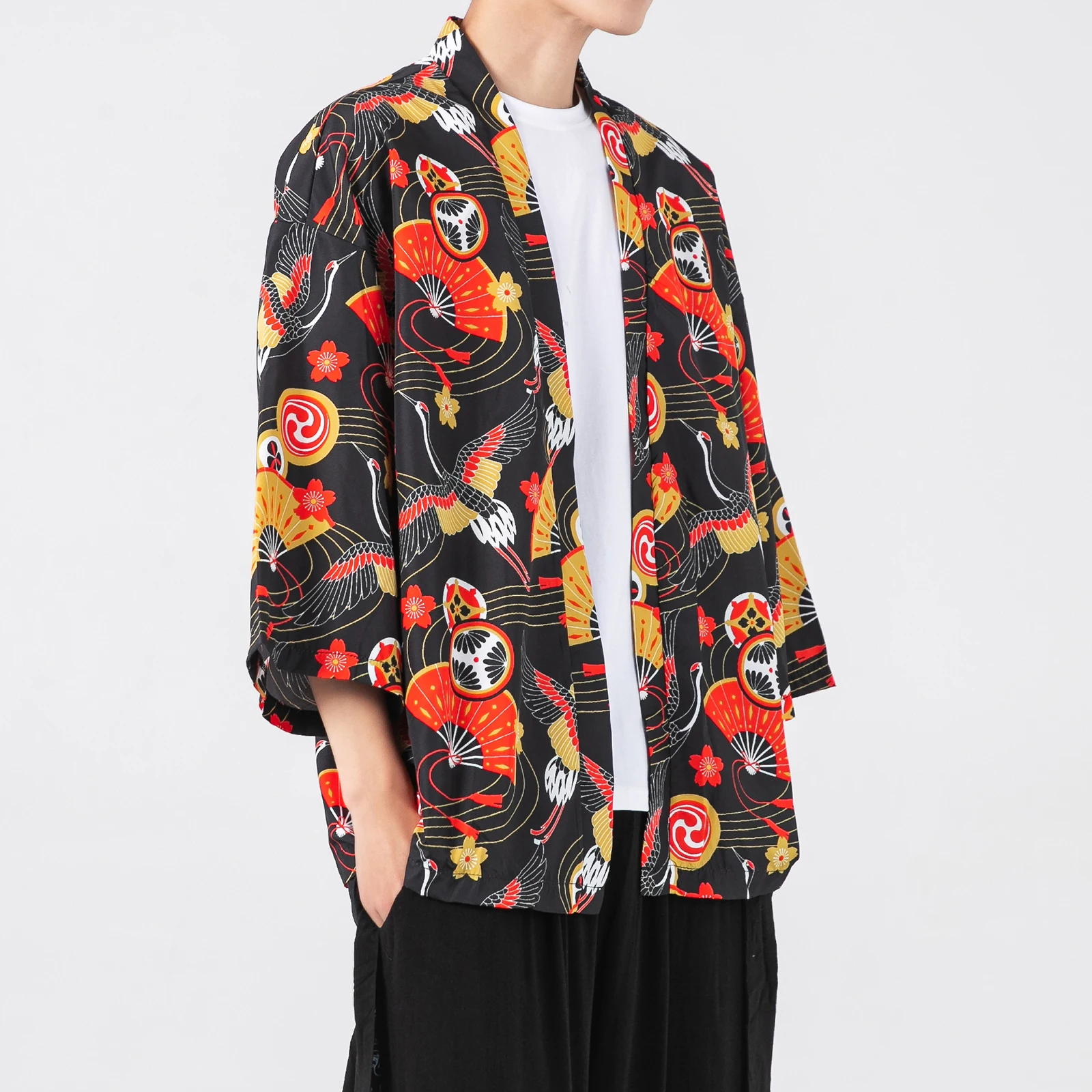 Летняя мужская одежда свободного покроя Kimomo с открытой строчкой Мужская Вышивка