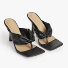 Шлепанцы женские на тонком высоком каблуке, сланцы, уличные сандалии, без застежки, пикантная обувь, Тапочки, лето 2020