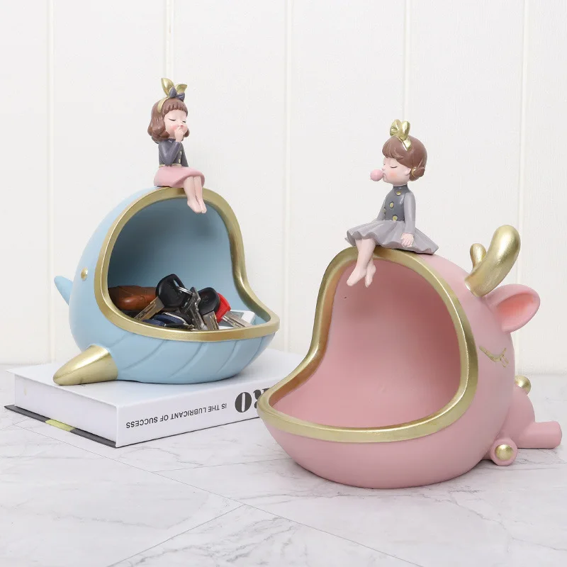 

Ins Bubble Girl Key Storage Tray Home Decoration Resin Storage Box Cartoon Ornaments Grocery Box
