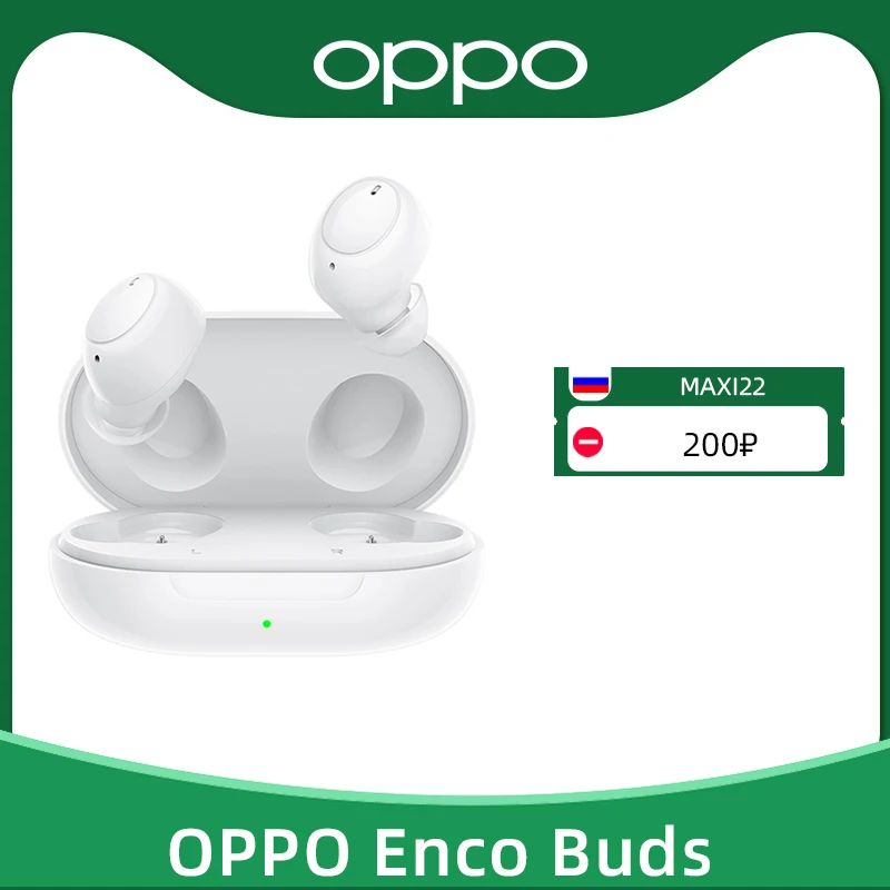 

OPPO ENCO Buds TWS Earphone Wireless Bluetooth 5.2 Earbuds AI Noise Cancellation IP54 Water Resistant For OPPO Reno 4 PRO