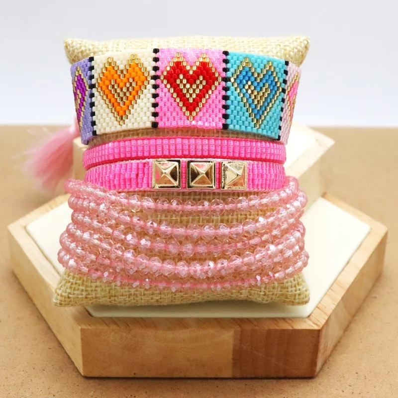 

ZHONGVI Miyuki Bracelet For Women Colorful Heart Pattern Bracelets Jewelry Femme Pulseras Mujer 2021 Handmade Crystal Armband