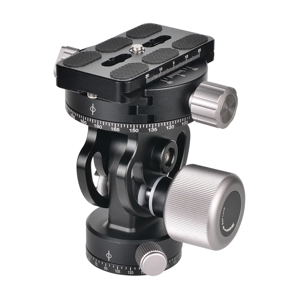

VH-10R 2-Way Pan Tilt Tripod Head 360° Rotating Panoramic Photography Head with Quick Release Plate 3 Bubble Levels Carry Bag
