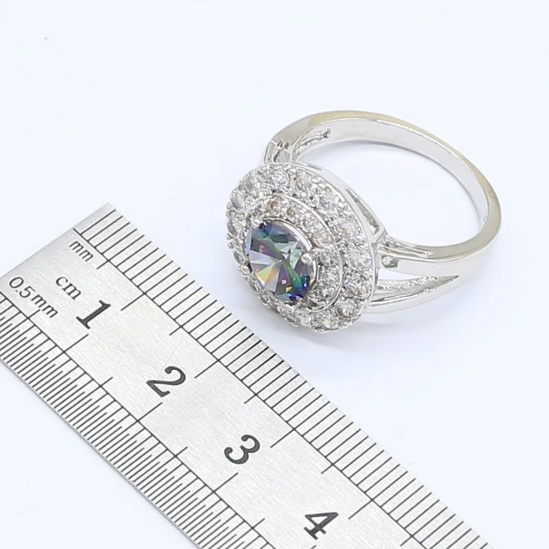 Разноцветный набор украшений для женщин с радужным цирконием браслетом серьги