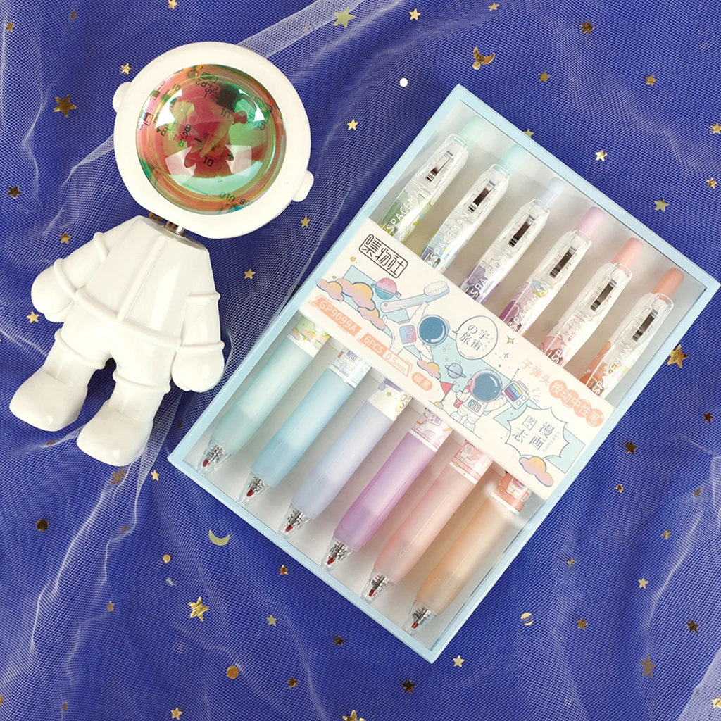 

6 шт. милые Мультяшные гелевые ручки, ручки карамельных цветов, шариковые ручки 0,5 мм, ручки для письма для девочек-подростков, канцелярские п...