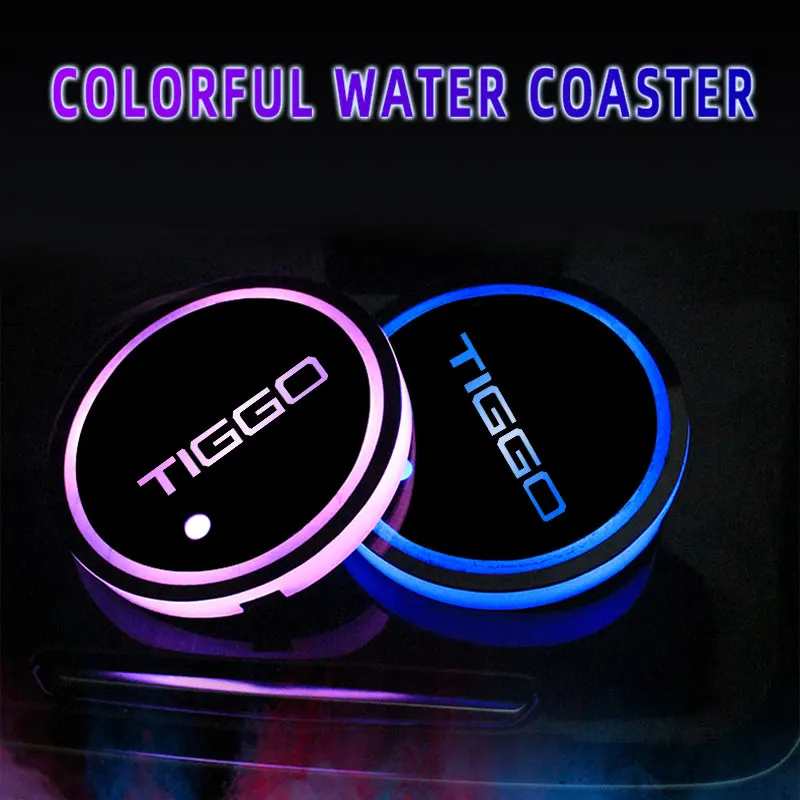 

2Pcs Led Car Logo Cup Lights For Chery Tiggo 3 3X 5 5X 7 7Plus 8 8Plus Model Logo Light Luminous Coaster Accessories