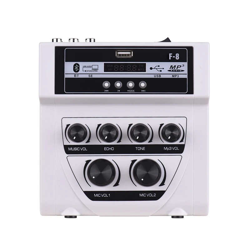 

Bluetooth o DJ Mixer Home Mixer Outdoor Microphone Amplifier Small Mixer with 2 Microphone White