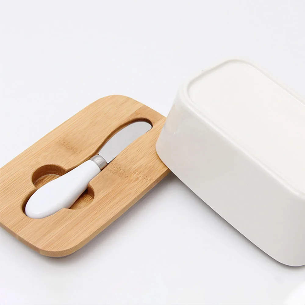 Nordic Butter Storage Container Box With Knife Lidhygienic And Wash Resistant Ceramic Cheese Food |