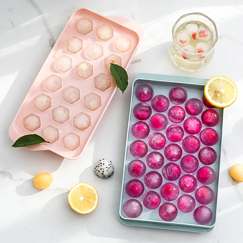 

Homemade Quick-frozen Ice Cube Ice Tray Frozen Ice Cube Mold Creative Home Refrigerator Spherical Ice Tray With Lid Making Ice T
