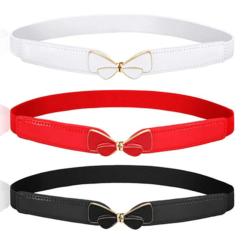 

Bow Cummerbunds Cute Re Enamel Bow Buckle Belts Thin Elastic Cummerbund Girl Dress Bar Party Decorate Women Gifts