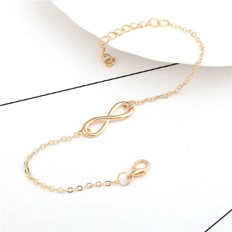 EDS Metal Bracelet Silver Gold Vintage Jewelry Chain For Women Bangles Trendy Numeber Eight браслет | Украшения и