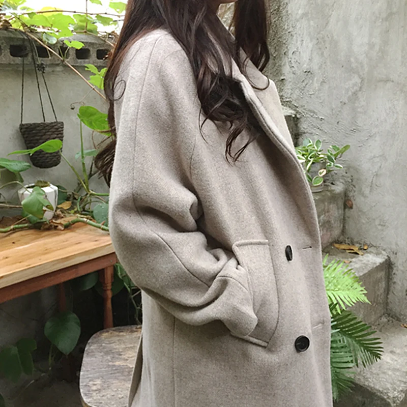 

New Women Woolen coat Warm Long Sleeve Turn-down Collar Outwear Jacket Ladies Autumn Winter Casual Elegant Overcoat