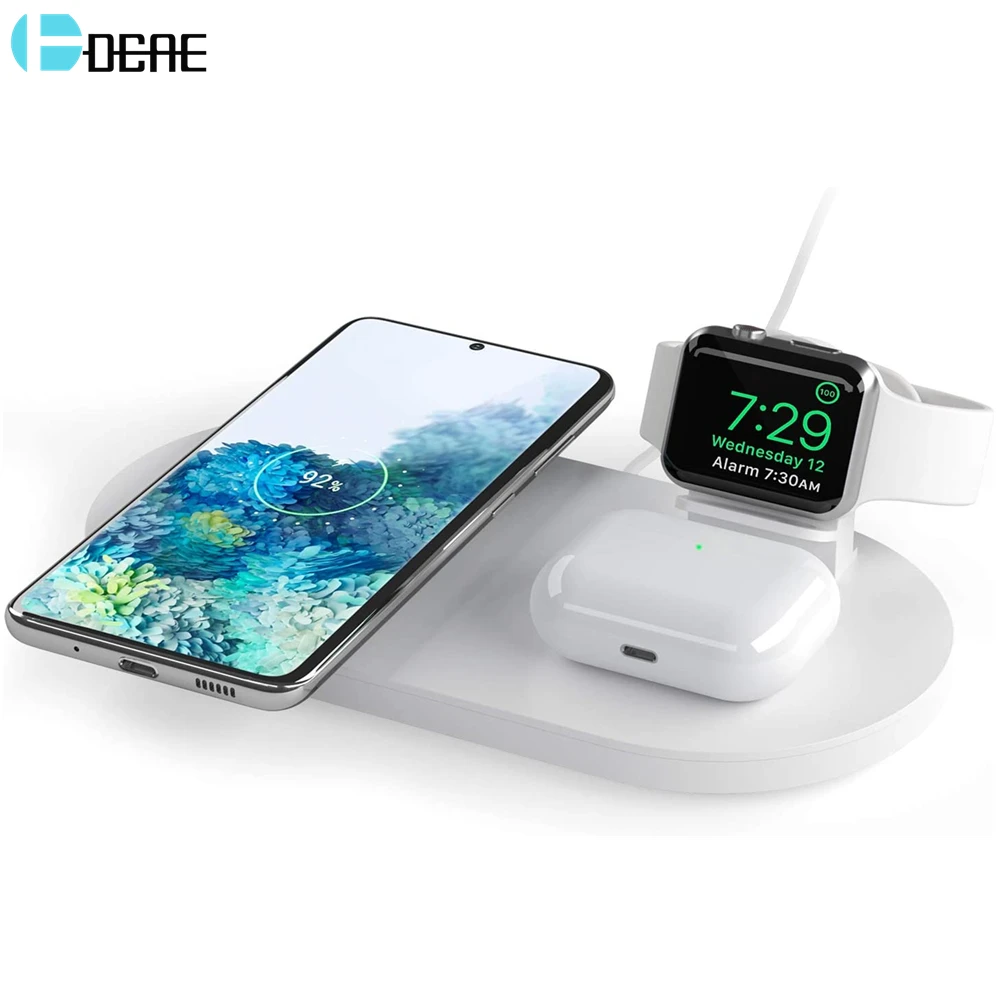

Беспроводное зарядное устройство 3 в 1 15 Вт для iPhone 12 11 XS XR X 8 AirPods Pro Apple Watch 6 SE 5 4 3 2, станция быстрой зарядки для iWatch