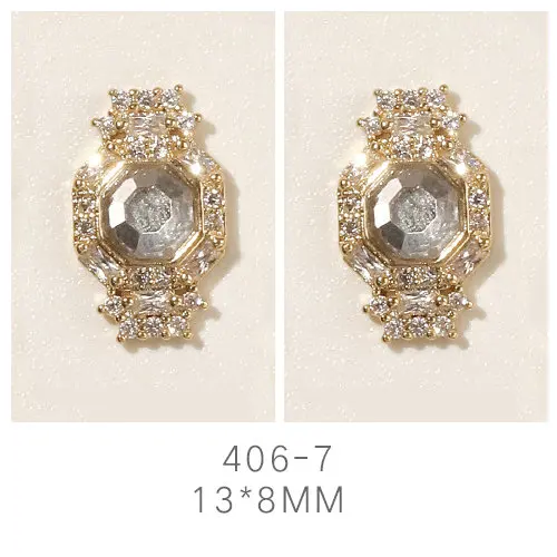406-7 Последние 5 шт/партия металлические украшения для дизайна ногтей с роскошными цирконовые Стразы сплав для дизайна ногтей аксессуары из цирконов кулоны для ногтей - Цвет: 406-7