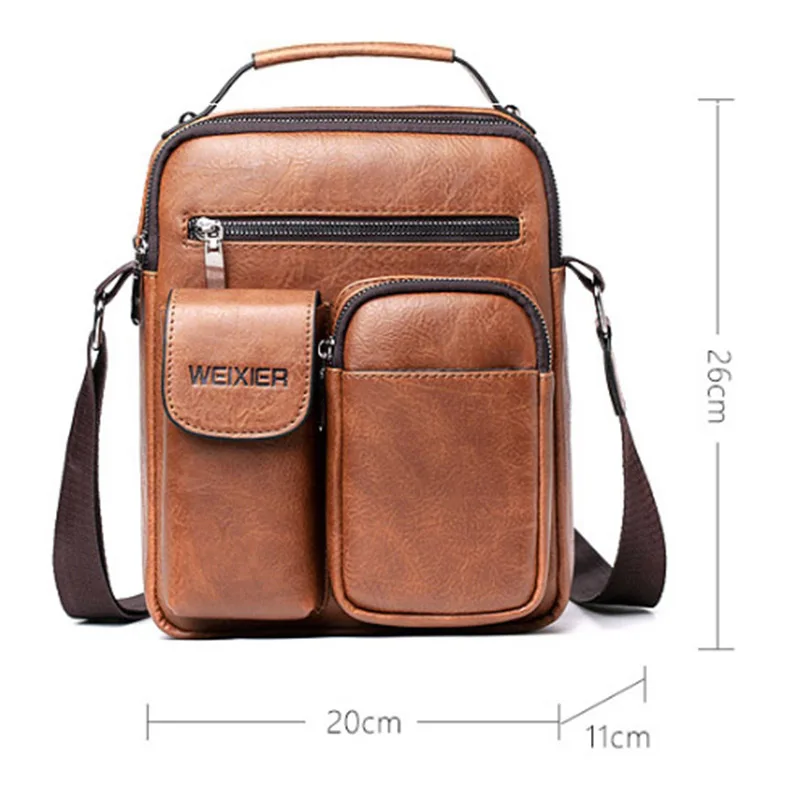 New Men's Shoulder Bag PU Material British Retro Casual Fashion Style High Quality Design Large Capacity Messenger Bag