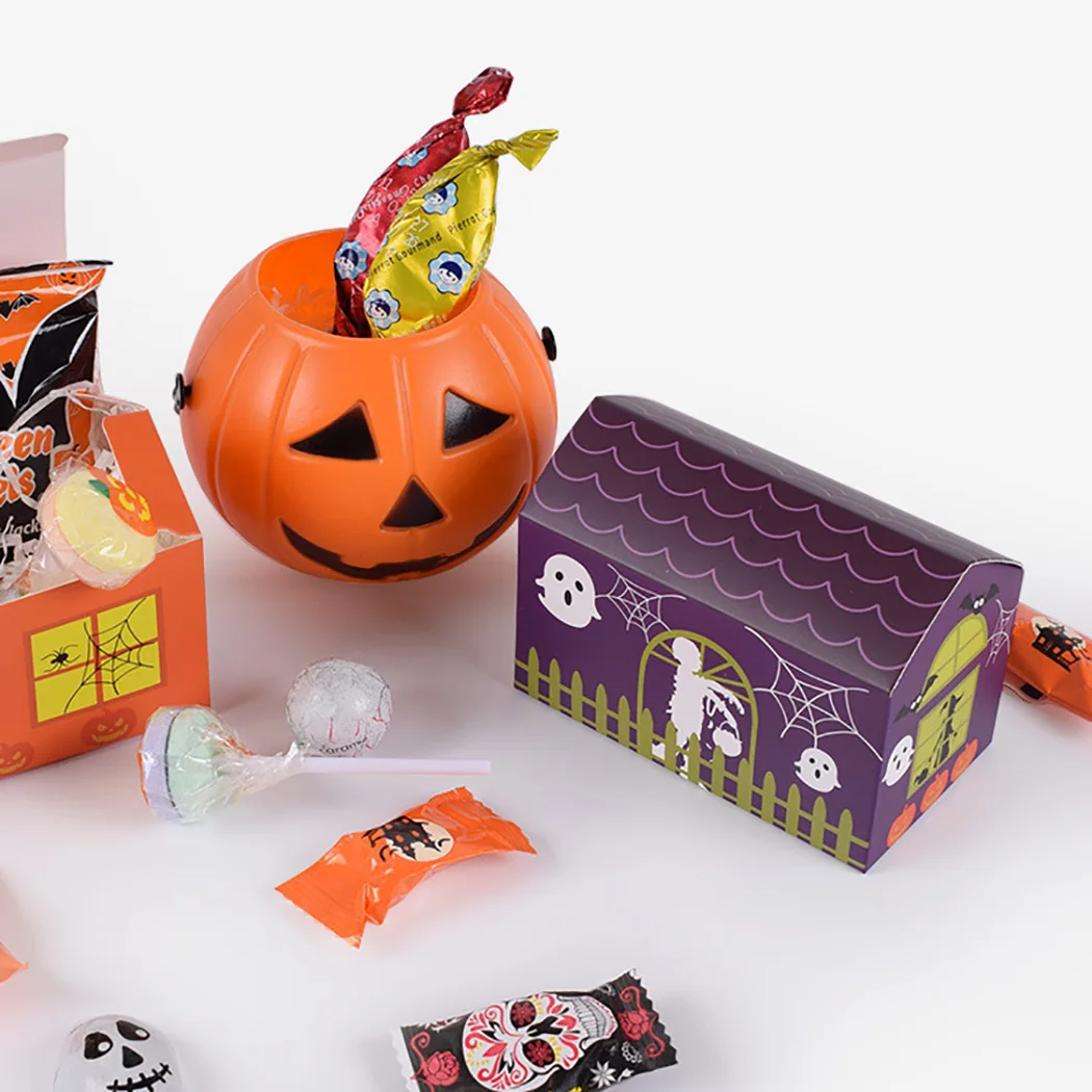 

10pcs New Creative Halloween Pumpkin style Candy Boxes Wedding Favors and Gifts Box Party Supplies Paper Chocolate Boxes Package
