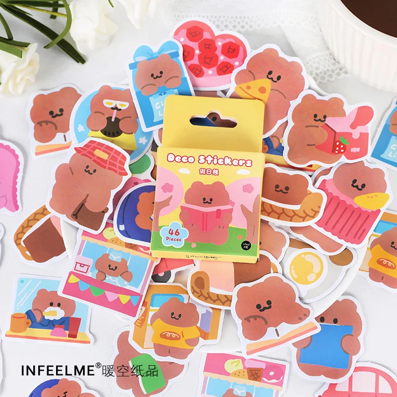 

46 Pcs Kawaii Paper Sticker Set Yummy Jelly Bread Snacks Cute Bear Decorative Stickers For Srapbooking Album Planner