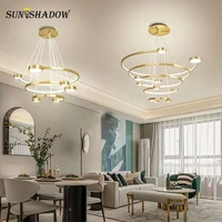 blackgold modern led pendant light circle 4 rings chandelier pendant lamp for dining room kitchen living room indoor lighting