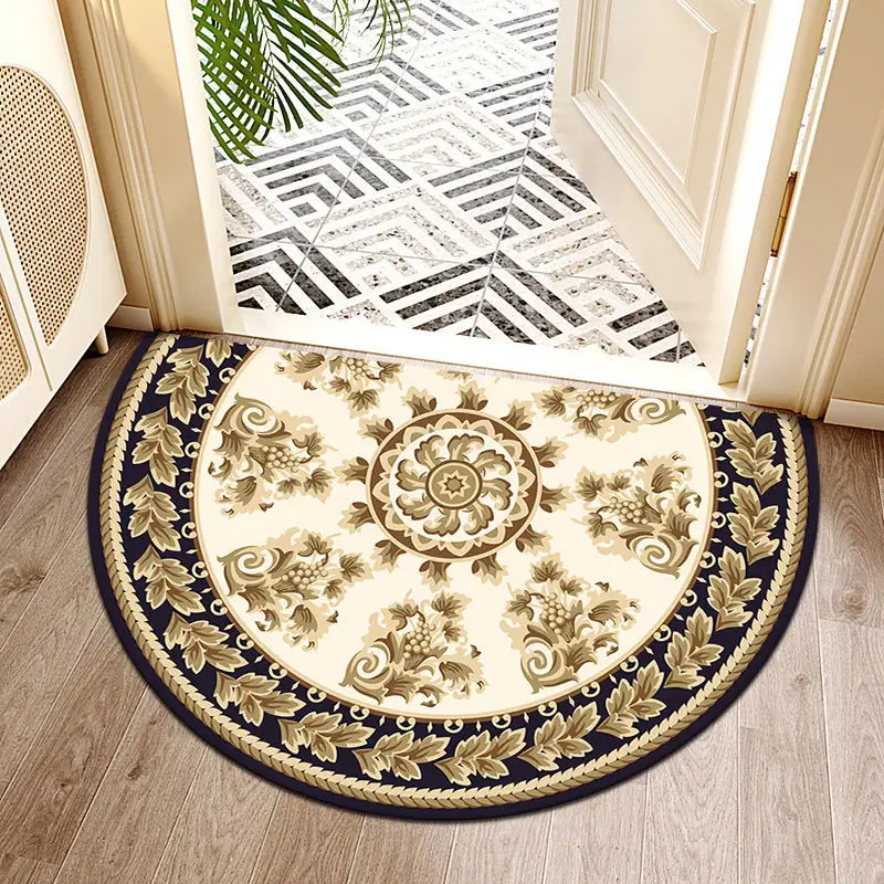 

Half Round Bath Mats Entrance Doormat Ethnic Style Bedroom Carpet Bathroom Rugs Water Absorbent Anti Slip Floor Mat