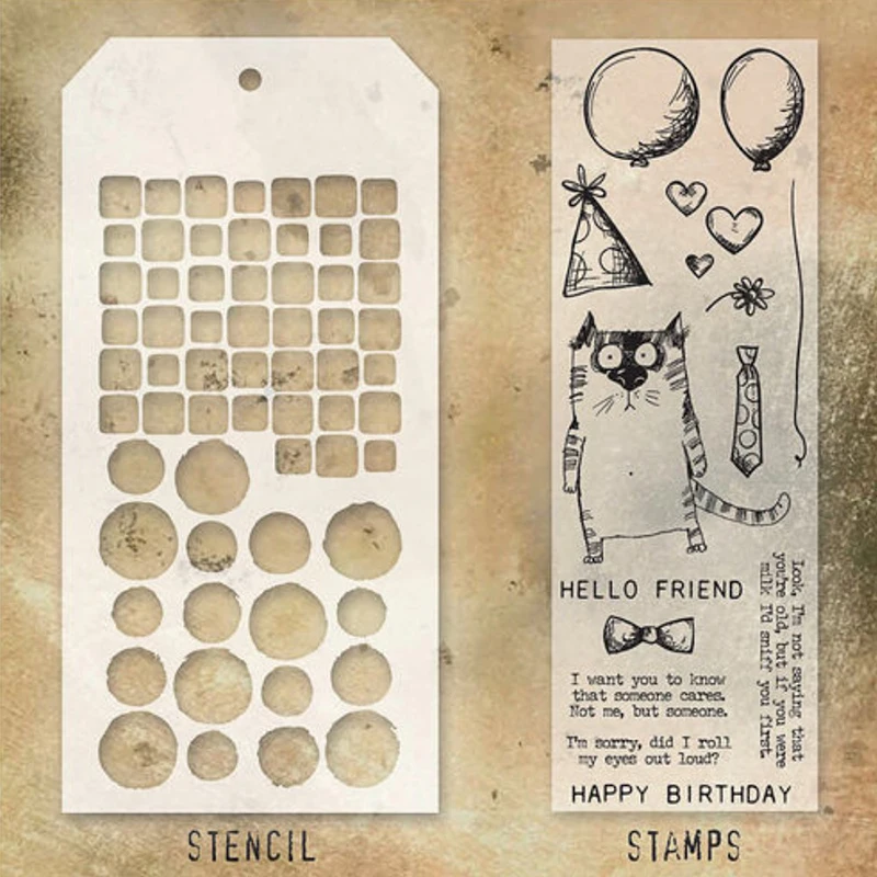 Трафарет для штампа С Днем Рождения прозрачный самостоятельного изготовления