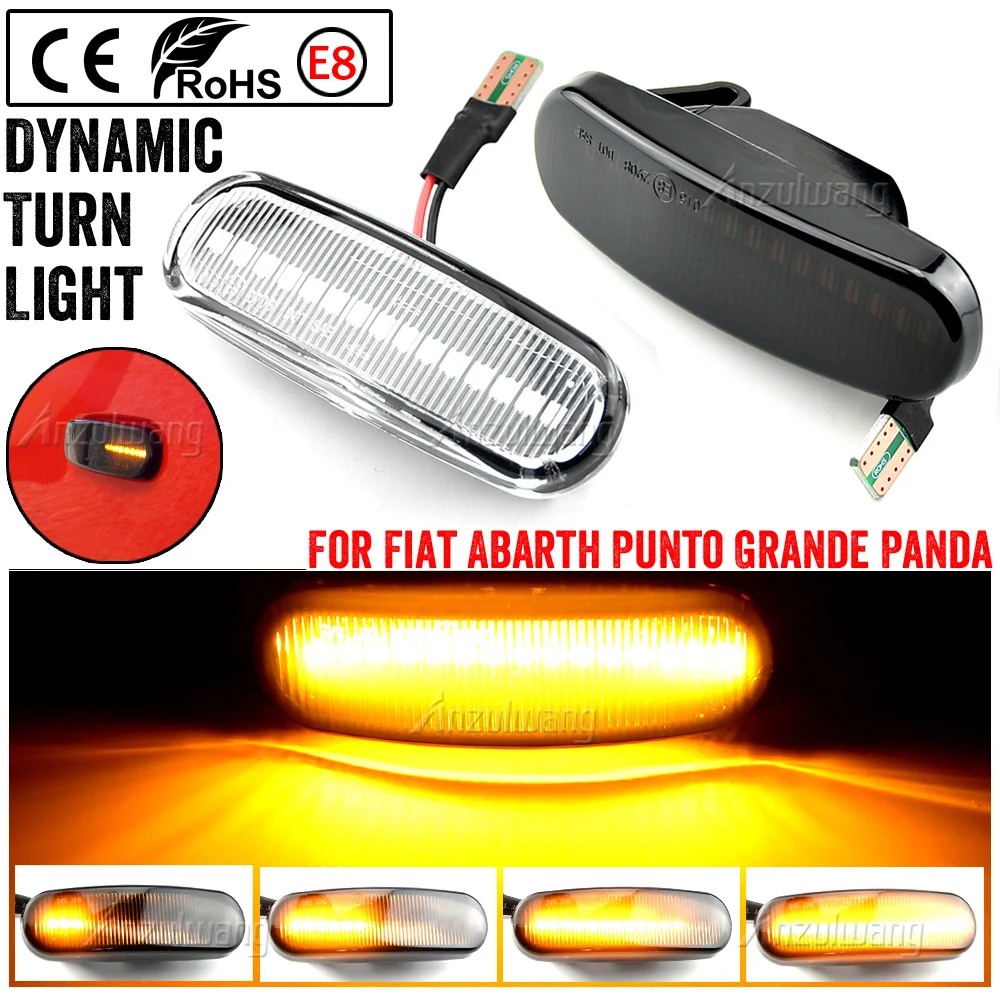

2X Dynamic Smoke LED side marker light turn signal lamp for Fiat Panda Punto Evo Stilo Qubo Peugeot Citroen Lancia Musa(350)