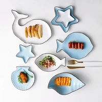 22cm creative cute plate special shaped ceramic plate ocean cartoon star conch shell bowl kids tableware dish set dinnerware