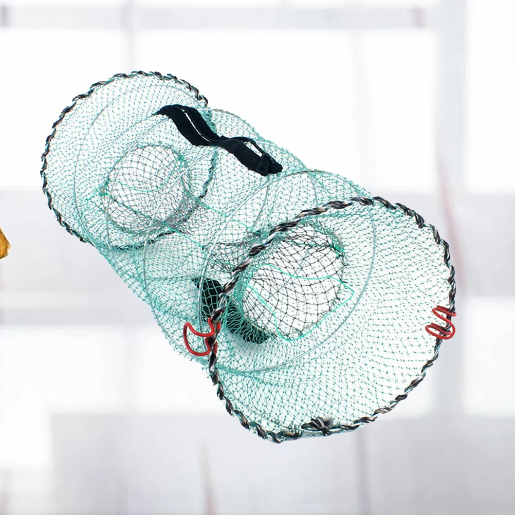 

1PC Foldable Bait Cast Mesh Trap Net Portable Fishing Landing Net Shrimp Cage for Fish Lobster Prawn Crayfish Crab (Small Size,