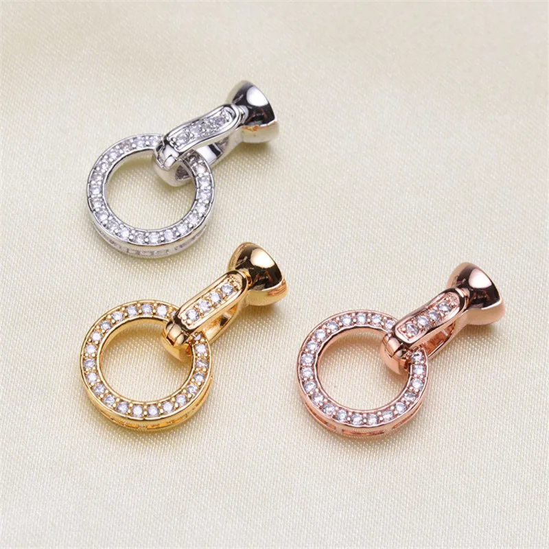 

Clasps For Jewelry Making Fastening Accessories 18K GOLD PLATED Cubic Zirconia Clasps For DIY Pearls Necklace Bracelet Clasp