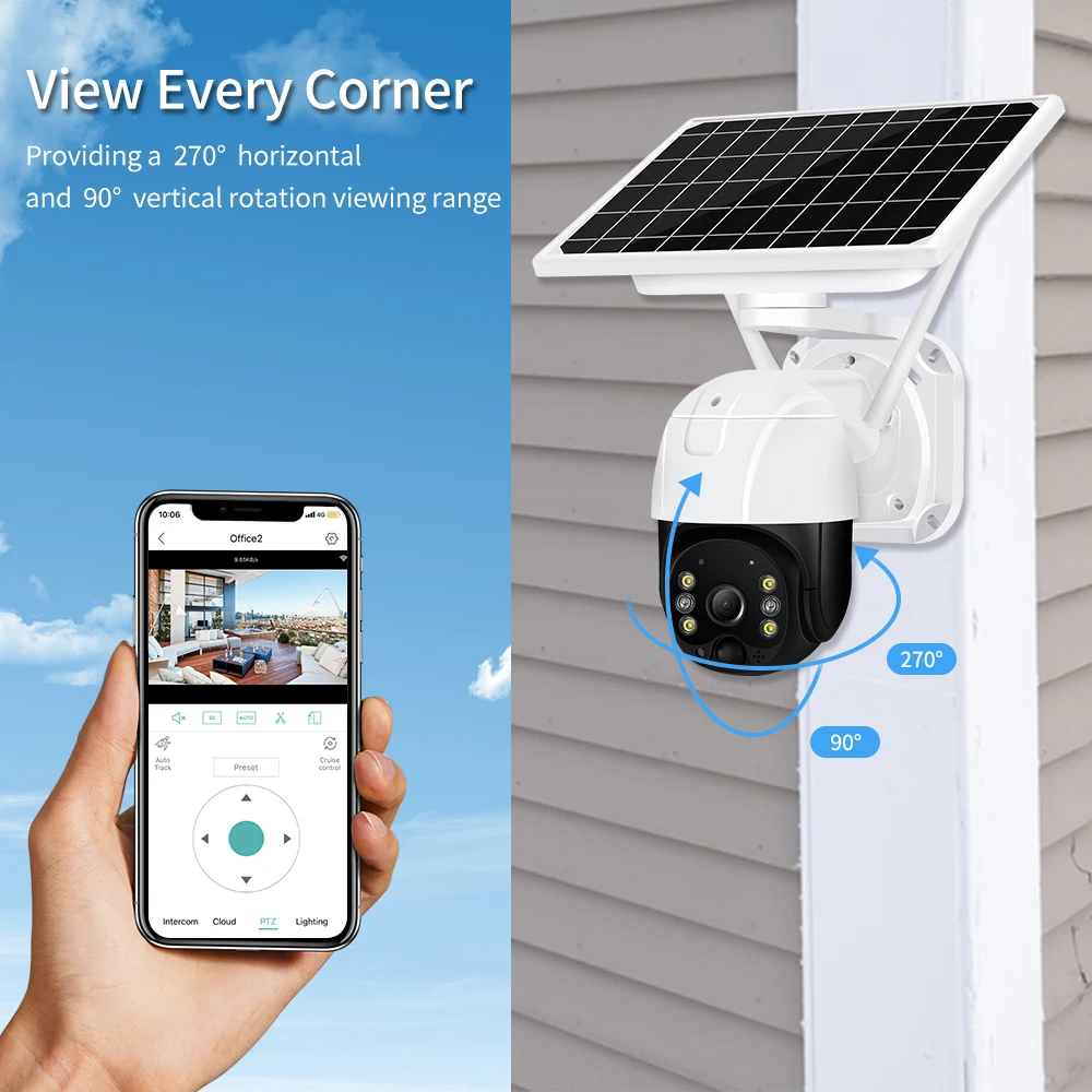 5mp 4g sim card wifi solar camera ptz outdoor pir human detection audio wireless color night vision cctv battery security camera free global shipping
