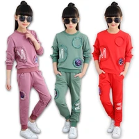 fashion girls autumn clothing outfits long sleeve sweatshirt pants 2pcs set for kids spring sequins tracksuit clothes 3 12 yrs