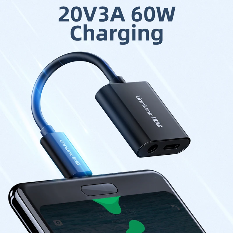 Unnlink 2 In 1 Audio Adapter Type C Fast Charge 3.5mm Jack Converter for Huawei P40 Pro Xiaomi Mi 8 9 SE | Электроника