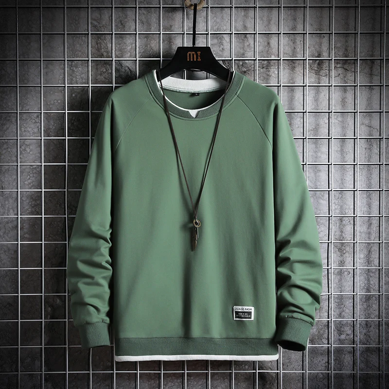 

Men's Sweatshirt Daily Casual Social Long Sleeve Solid Color O Neck Loose Hip Hop Pullover Streetwear Male Korean Sweatshirts