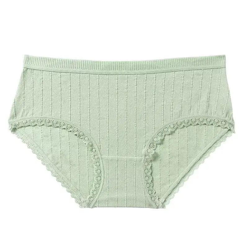 

Women's panties solid color cotton sexy lace mid-waist girl cute briefs breathable comfortable hip-lifting Women's underwear