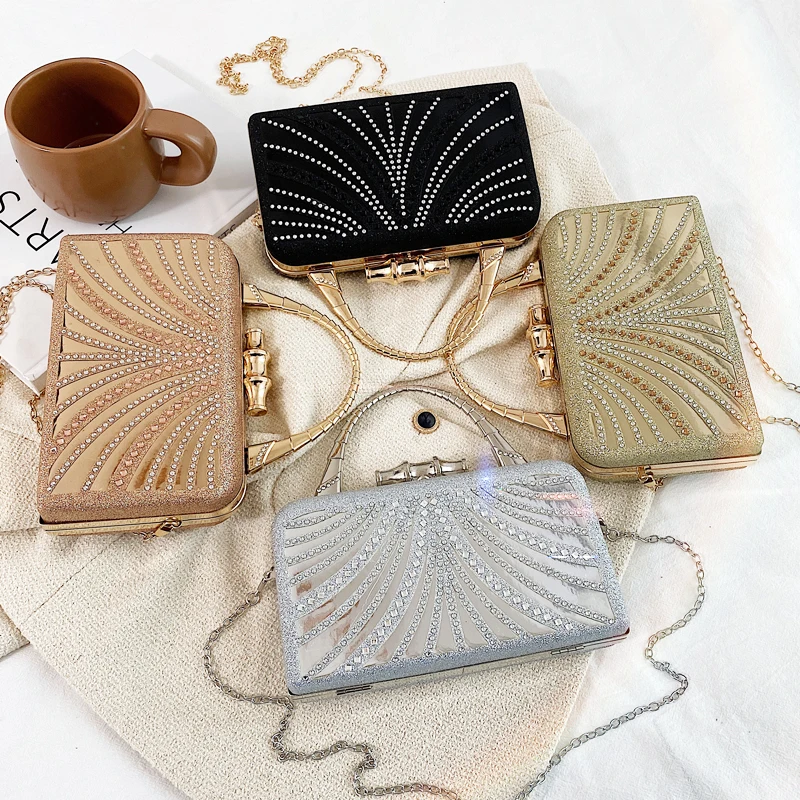 

Стильная Свадебная вечерняя сумка с бриллиантами, роскошная женская сумочка и кошелек, Женский металлический клатч, гладкие сумки-боди для ...