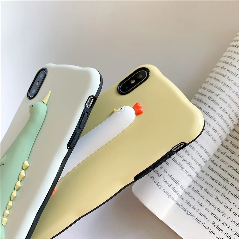 Мультяшный стерео цыпленок динозавр чехол для телефона iphone 7 6 6S 8 Plus силиконовый