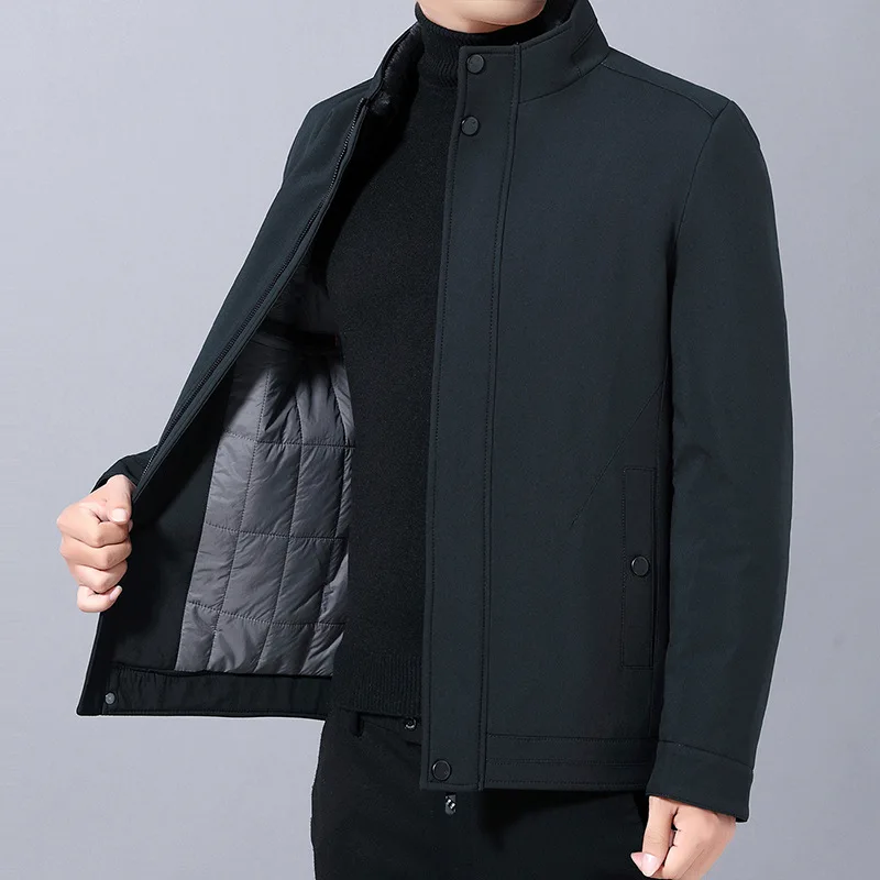 

2021 Men's Autumn and Winter New Zipped Stand Collar Cotton-Padded Clothes Business Casual Thickening Loose Jacket