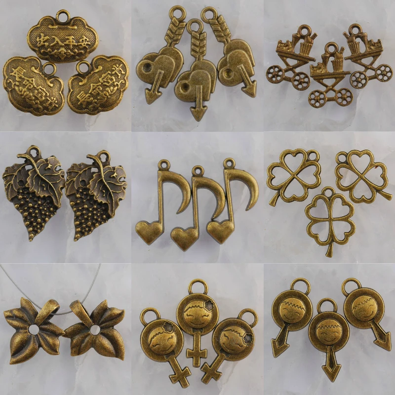 

Metal Antiqued Bronze Copper Pattern Pendant Settings Frame Connector Spacer Beads Design Charms Accessories Translation Diy