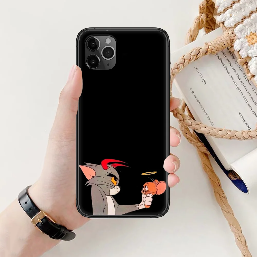 

Cartoon Cat Cute Mouse Phone Case Cover Hull For iphone 5 5s se 2 6 6s 7 8 12 mini plus X XS XR 11 PRO MAX black fashion shell