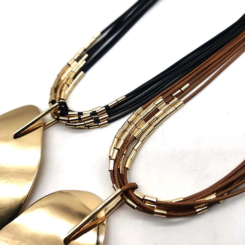 

TOTABC Leather Necklaces Women Choker Necklace Geometric Jewelry Punk Style Fashion Leather Jewellery Bohemia Style