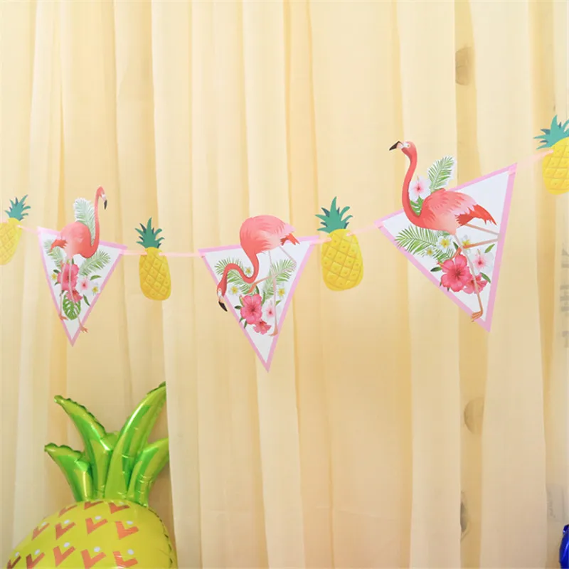 Украшение для детского праздника баннер с фламинго ананасами украшение вечерние