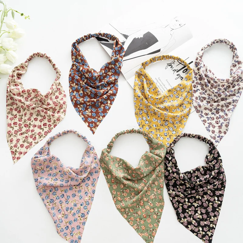

2021 New Women's Headscarf Printing All-match Fabric Triangle Scarf Headband Seriesfor Women Elastic Girls Hair Accessories