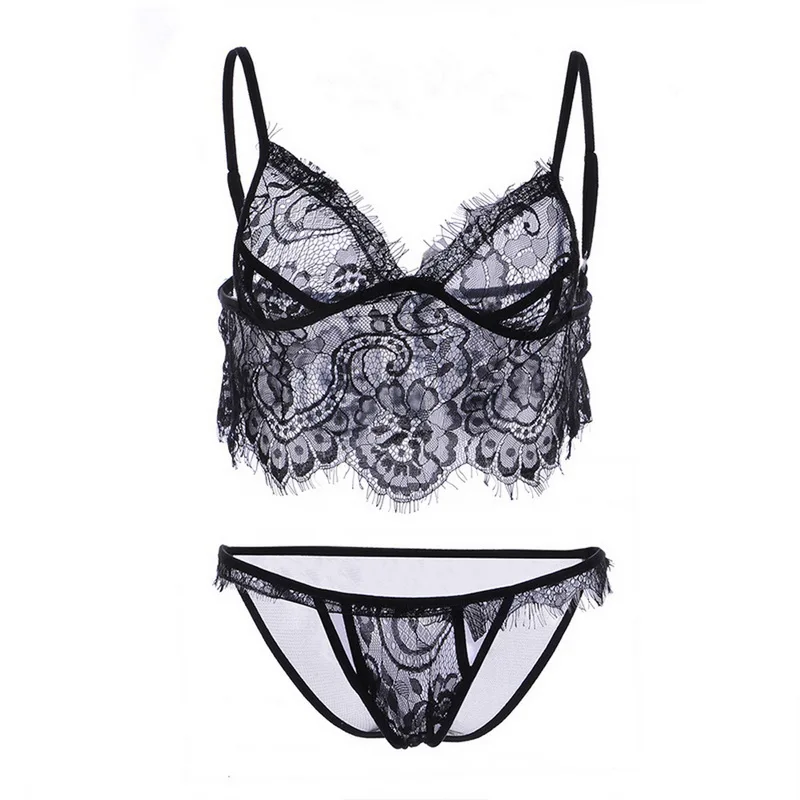 Лидер продаж женские пижамы с тремя точками комплекты кружевного нижнего белья