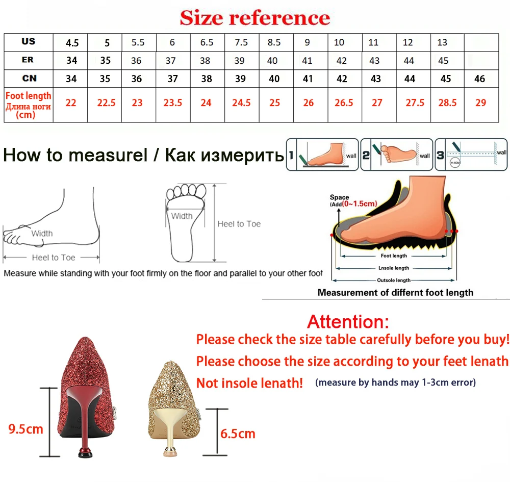 

Fashion Pointed Toe High Heels Ladies Pumps Wedding Party Gold Silver Thin Heel 6.5cm/9.5cm Rhinestone Bling Shoes Women Elegant