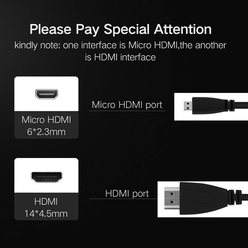 Высокоскоростной MICRO HDMI-совместимый кабель типа D на тип A поддерживает полосу