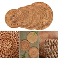 natural rattan placemat for dining table decorative coaster bowl pad mat coasters insulation placemats for table home decoration