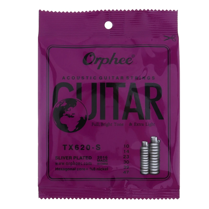 Orphee 6 шт. акустические гитарные струны TX620-S и 4 VX120 бас-струны 040-100 из никелевого