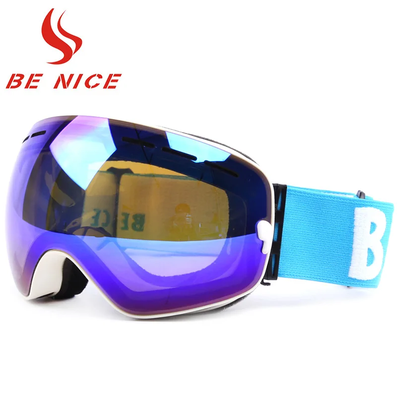 

BE NICE ski goggles double layer UV anti-fog big ski mask goggles ski men and women snowboard goggles replace lenses and strap