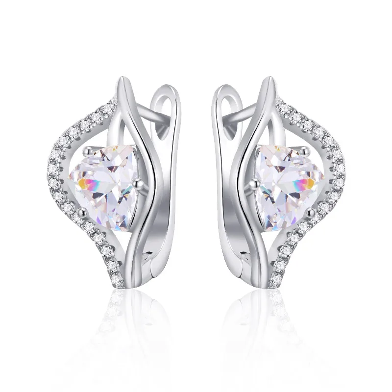silver MAIKALE, милые серьги-гвоздики в форме сердца, кубический цирконий, бусины, золото, серебро, медь, CZ, геометрические серьги для женщин, ювелирные изделия, подарки - Окраска металла: silver