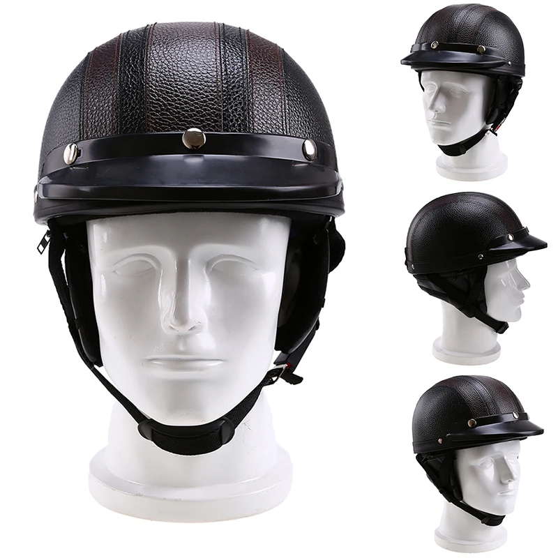 

POSSBAY Vintage Motorcycle Helmets Scooter Open Face Half Leather Helmets Visor UV Goggles Cycling Glasses Men Women Helmets